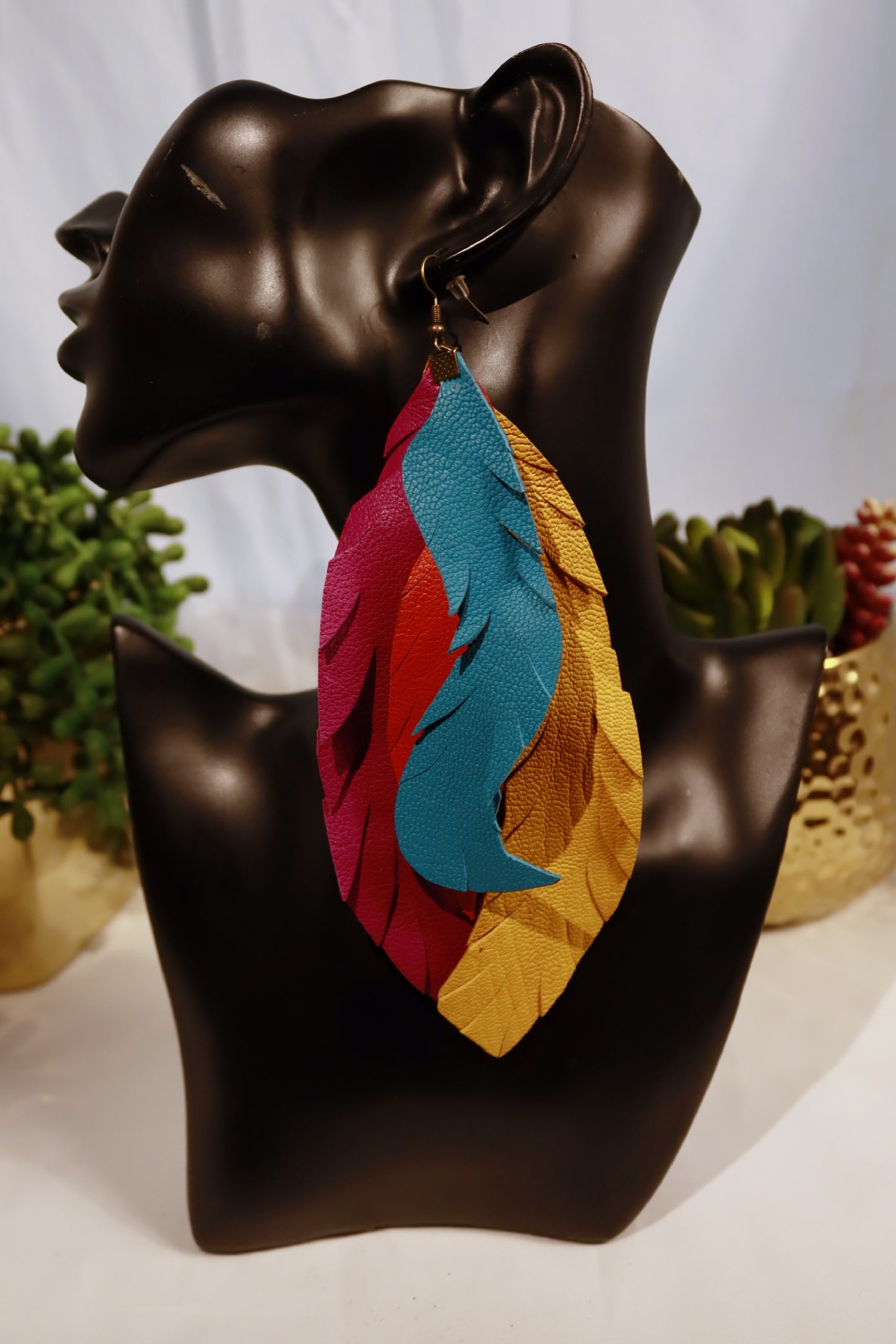 Multi - color Leather Flowing Earrings